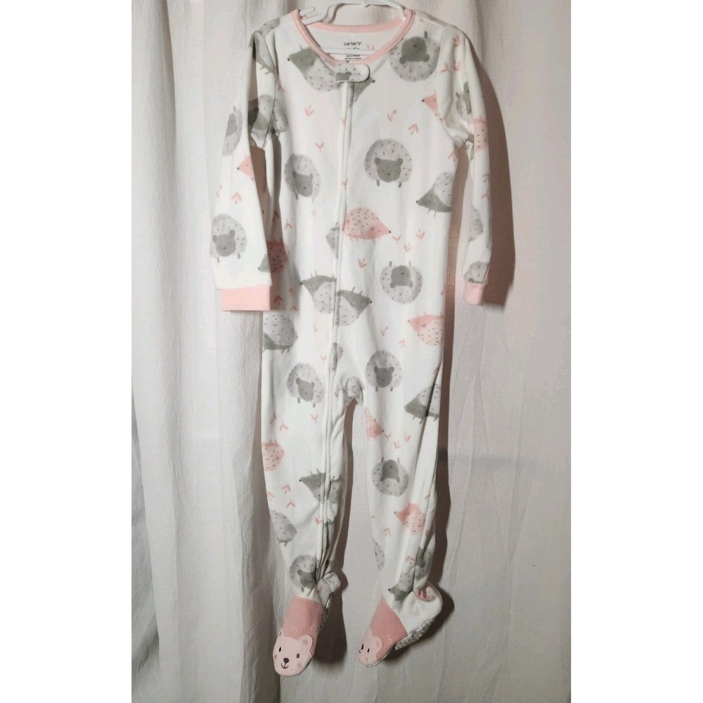 Carter's Big Girls Footed Microfleece PJs Sheep Sleeper Pajamas Pink Size 5T